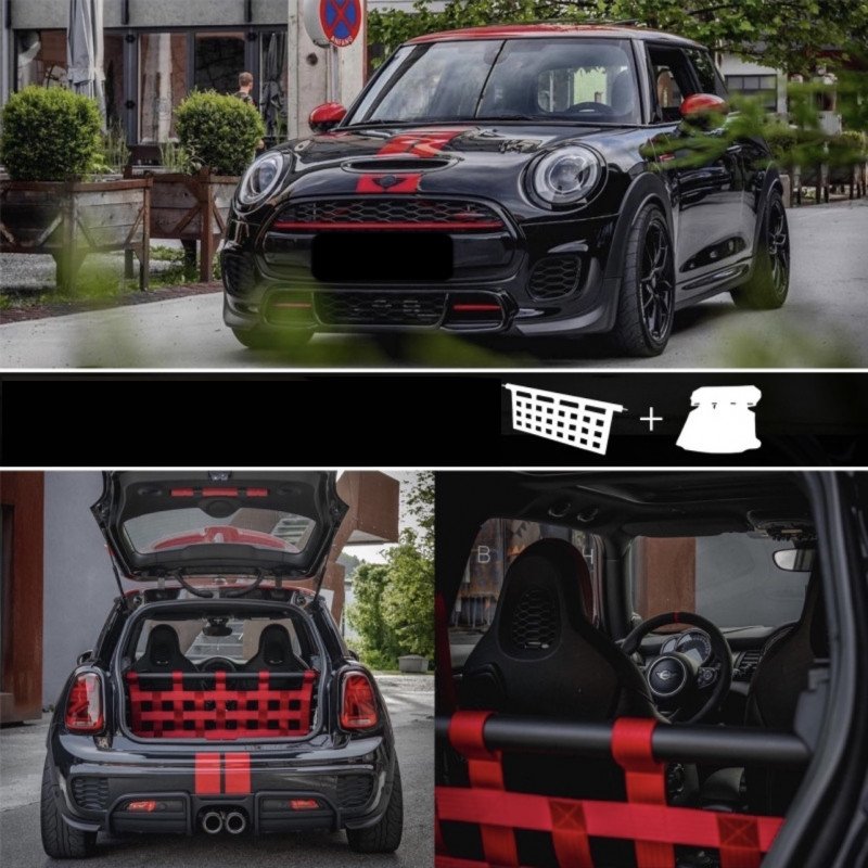 Clubsport Komplettset - Strebe mit Netz und Teppich für Mini F56 Cooper S JCW